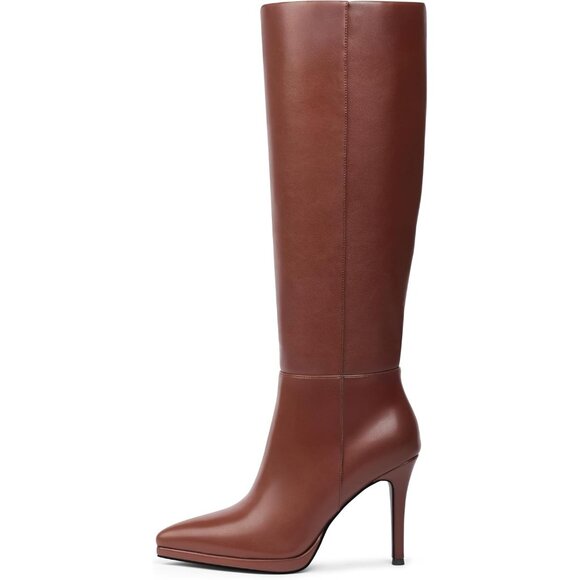 🆕Women's Brown Classic Stilettos Heel Pointed Toe platform Boots High Heel - Picture 6 of 10